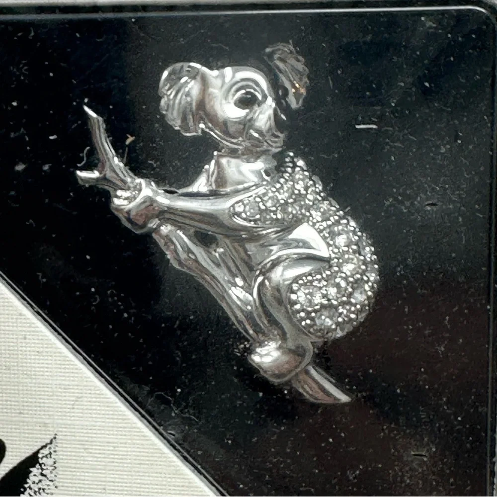 Swarovski Retired Crystal Koala Bear Silver Tone Brooch Pin Accessory Gift